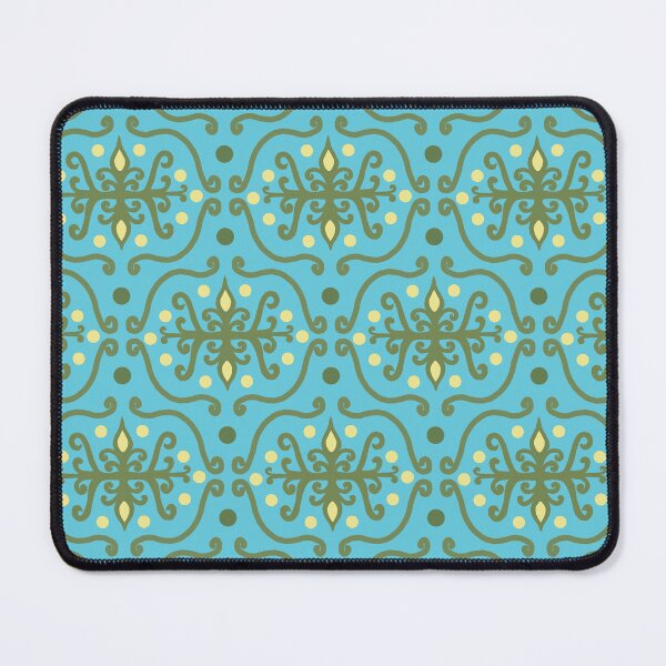 Artikelvorschau, Retro Damast wirbelt Muster in Aqua, Grün und Gelb entworfen und verkauft von scome.