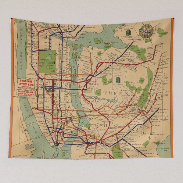 Item preview, New York City Subway Map 1954 designed and sold by abbazabba.
