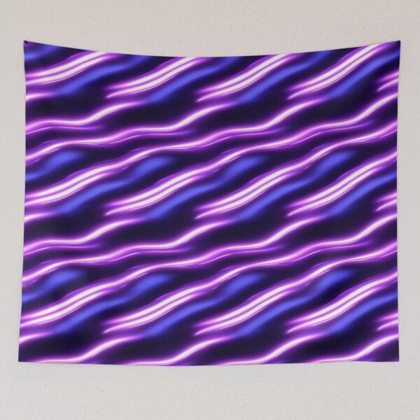 Item preview, Neon Glowing Waves on Dark Background designed and sold by patternicco.