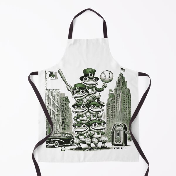 Item preview, St. Patrick’s Day Frogs dressed in shamrock-decorated vintage baseball uniforms designed and sold by 8Totem.