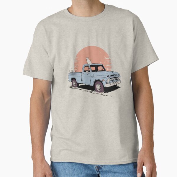Item preview, A light-blue vintage pickup truck and a cat  designed and sold by 123ks.