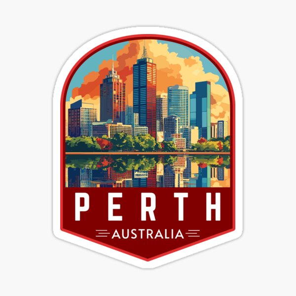 Item preview, Perth in Western Australia Retro Art Travel Emblem designed and sold by MaateoDesign.