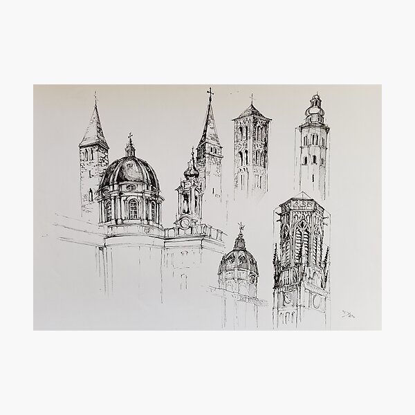 Item preview, church towers designed and sold by SKETCHY & GRAPHIC.