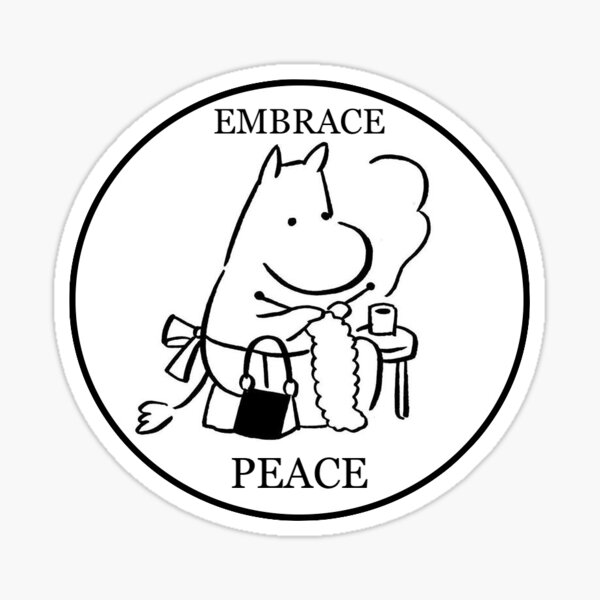 Vista previa del artículo con la obra «Pegatina de la paz de los Moomin», diseñado y vendido por Sleepy Ash.