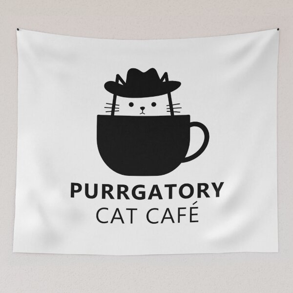 Item preview, Purrgatory Cat Cafe with hat center designed and sold by purgatorycatcafe.