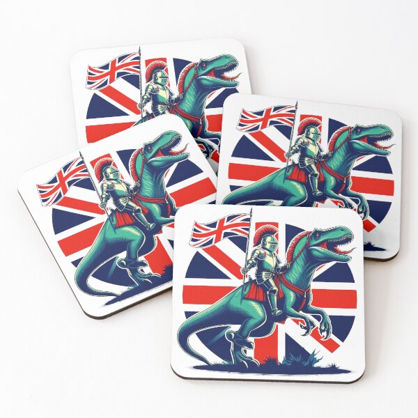 Item preview, Knight Riding a Dinosaur – Fantasy Art with British Flag designed and sold by Design by Anthony .