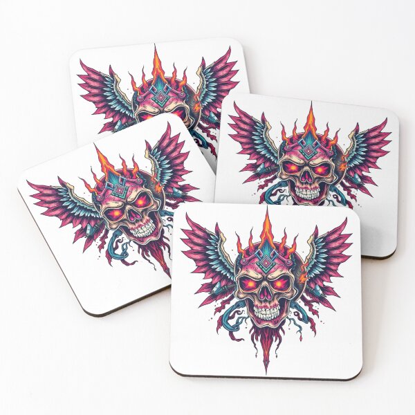 Item preview, Demonic Flaming Evil Heavy Metal Skull Graphic design illustration designed and sold by Vintage Designs +.