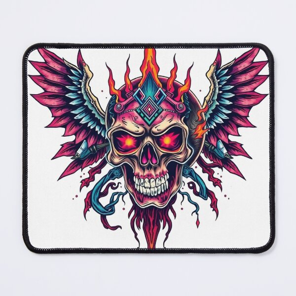Item preview, Demonic Flaming Evil Heavy Metal Skull Graphic design illustration designed and sold by Vintage Designs +.