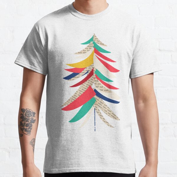 Item preview, Colorful collage style Mid Century abstract style Christmas Tree made of flat colors and paper textures designed and sold by Jdawnink.