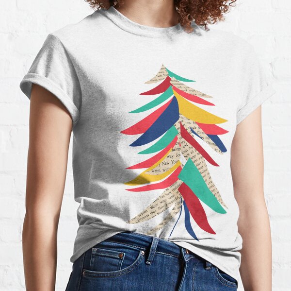 Item preview, Colorful collage style Mid Century abstract style Christmas Tree made of flat colors and paper textures designed and sold by Jdawnink.