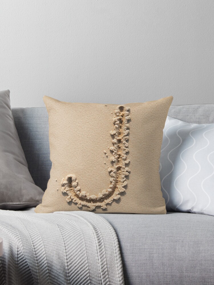 Thumbnail 1 of 4, Pillow, SAND LETTER J designed and sold by Art-type.