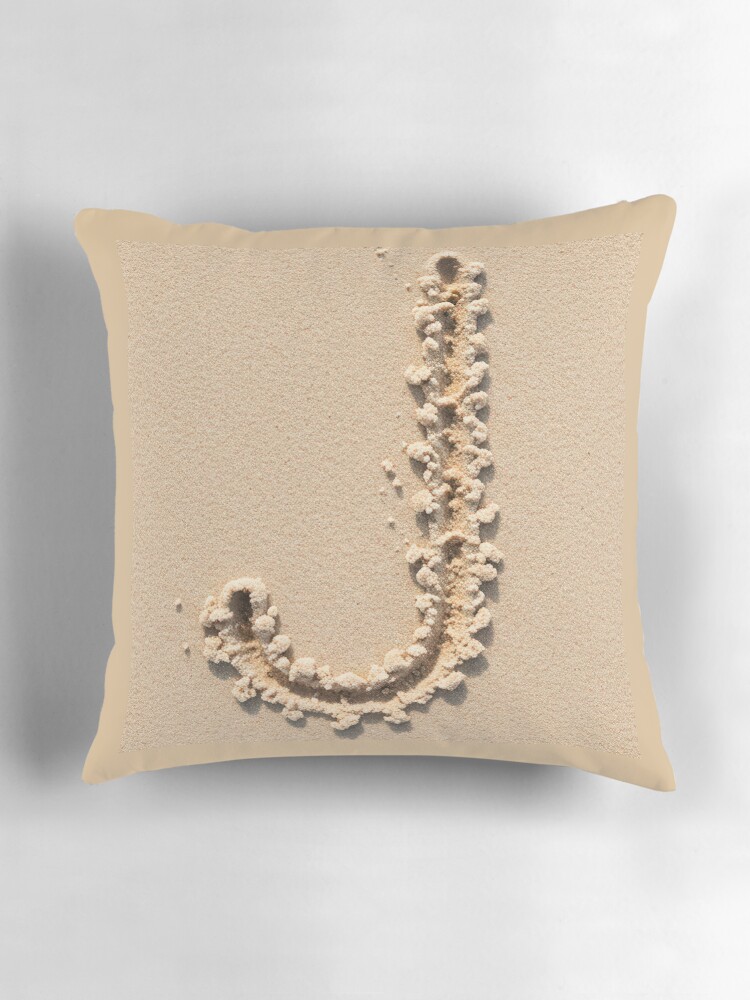 Thumbnail 3 of 4, Pillow, SAND LETTER J designed and sold by Art-type.