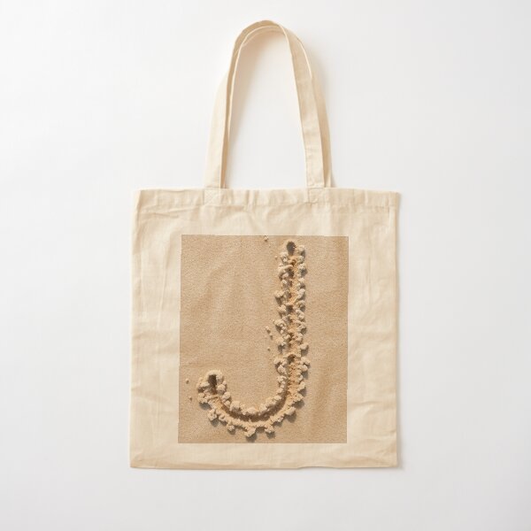 SAND LETTER J Cotton Tote Bag