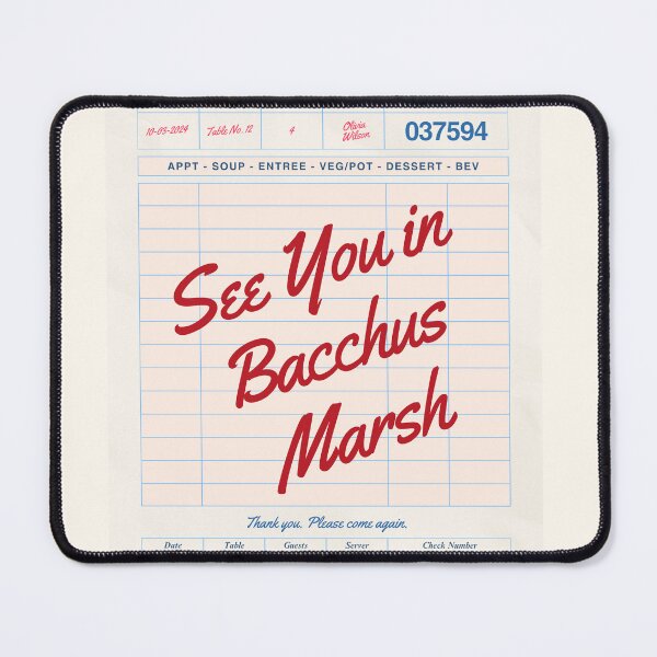 Item preview, See You in Bacchus Marsh - Vintage Diner Guest Check Travel Print designed and sold by RM-Journey.