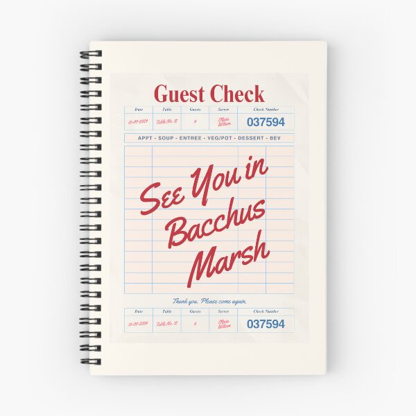 Artikelvorschau, Wir sehen uns in Bacchus Marsh – Vintage Diner Gästecheck Reisedruck entworfen und verkauft von RM-Journey.