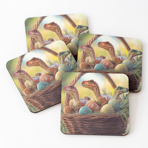 Item preview, Dino Easter Basket: Baby Dinosaurs & Painted Eggs designed and sold by ACuriousshoppe.