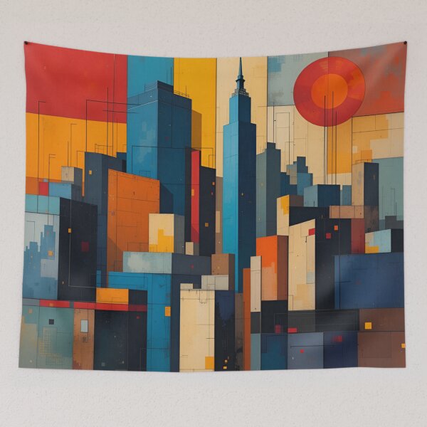 Item preview, Cubist Bauhaus Urban Skyline – Bold Abstract Geometry designed and sold by rajasekhark.