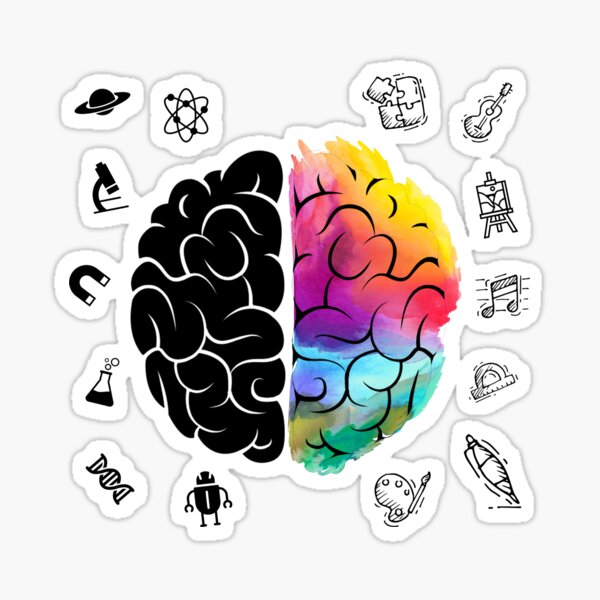 Item preview, Colorful Brain Science And Art Gift | Right and Left Hemisphere Watercolor Design - A Cool Physics and Math, Music and Painting Gift designed and sold by mellowmanifesto.