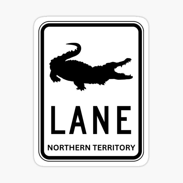 Vista previa del artículo con la obra «Señal de calle Crocodile Lane», diseñado y vendido por Top End Stickers.