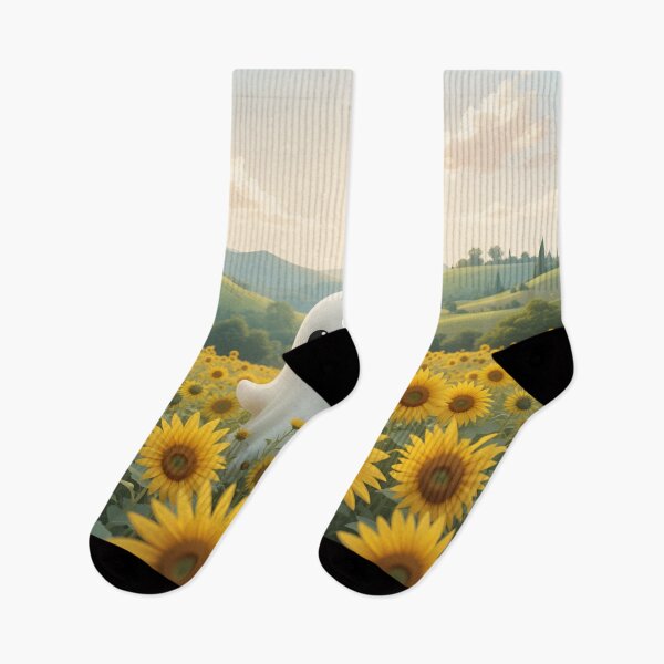 Item preview, Cute Ghost Peeking Through Sunflowers – Whimsical Summer Art designed and sold by rajasekhark.