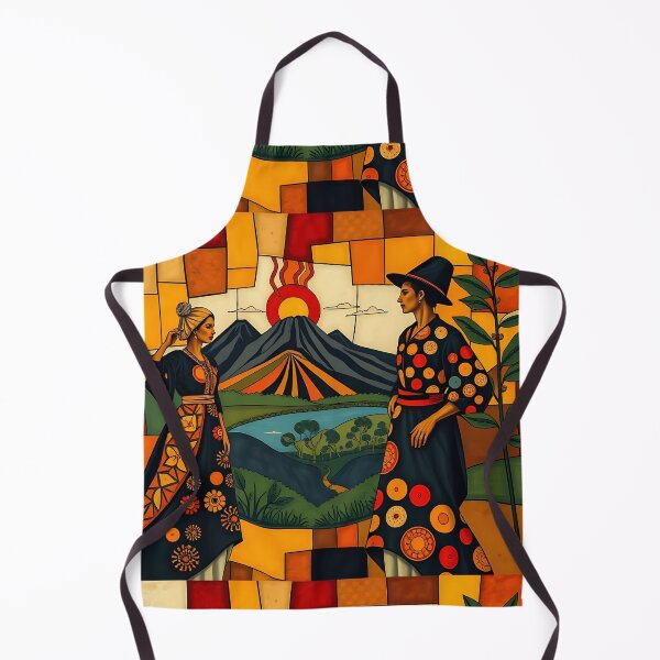 Item preview, Two Indigenous Central American Women on Volcanic Cubism Landscape designed and sold by El Alkimizta Art Store.