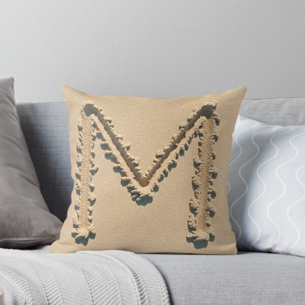 SAND LETTER M Throw Pillow