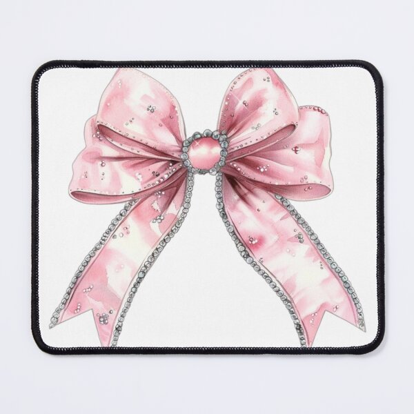 Item preview, Pink Coquette Bow With Rhinestones Girly Silk Bow Design designed and sold by AshandAnna.
