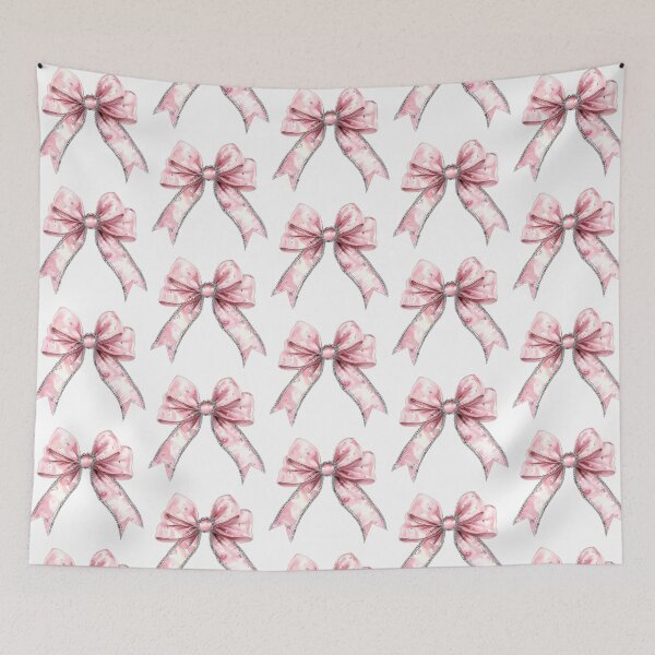 Item preview, Pink Coquette Bow With Rhinestones Girly Silk Bow Design  designed and sold by AshandAnna.