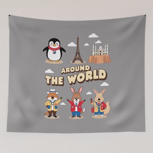 Item preview, Around the World - Fun Travel Cartoon designed and sold by UniversalFlair.