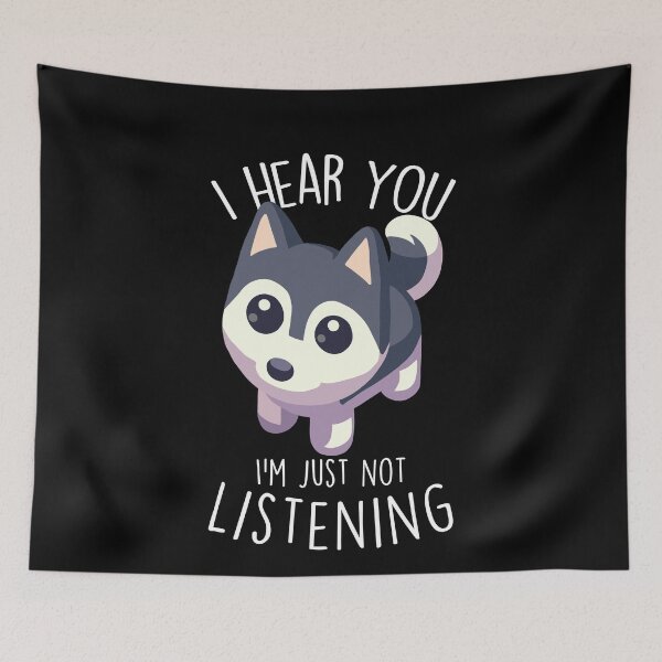 Item preview, Grey Husky Dog Not Listening designed and sold by Clara Hollins.
