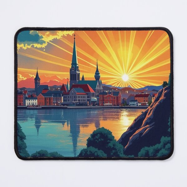 Item preview, Digital Retro Pop Art Poster of Stavanger | Vibrant Norway Cityscape | Scandinavian Wall Art designed and sold by PaintedPixels01.