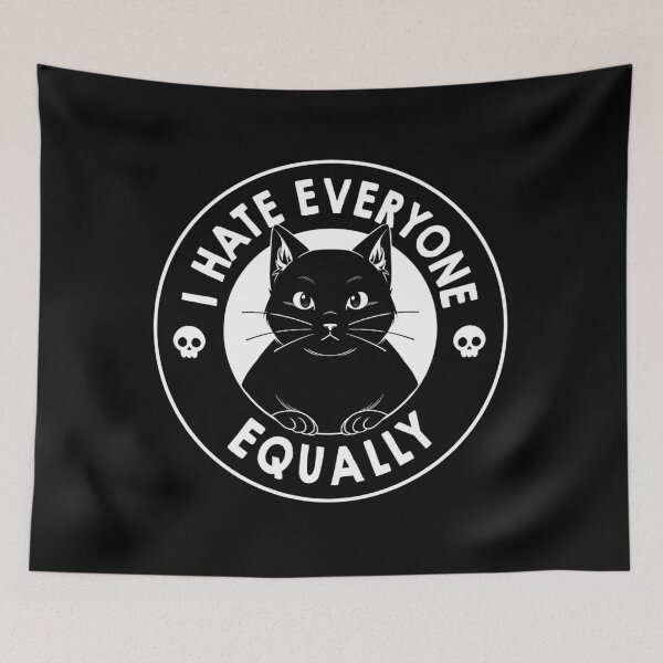 Item preview, I Hate Everyone Equally Black Cat by Tobe Fonseca designed and sold by Tobe Fonseca®.