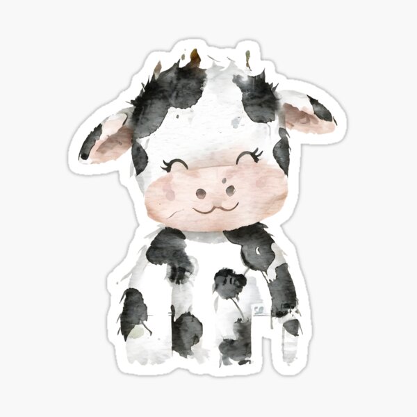 Vista previa del artículo con la obra «Pegatina de vaca bebé adorable - Acuarela», diseñado y vendido por Little Rebel Homestead.