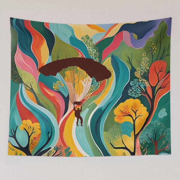 Item preview, Paragliding Over a Multicolored Landscape designed and sold by Ciervo Primavera.