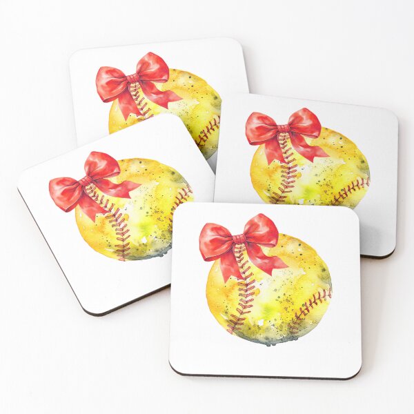 Item preview, Baseball Softball with Red Bow Watercolor designed and sold by JoelFox165.