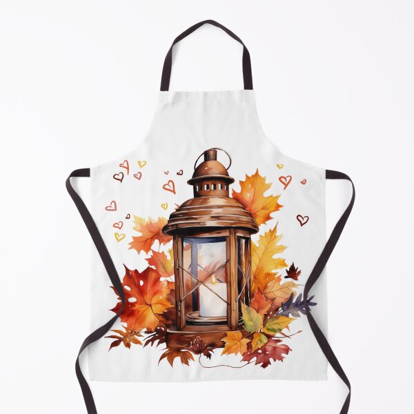 Item preview, “Falling for you” Autumn/Fall lantern, leaves and love hearts home decor designed and sold by Chestnut Falls Studio.