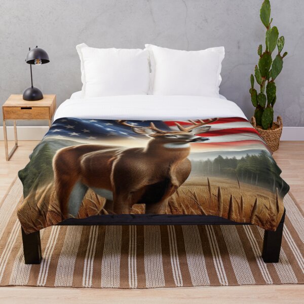 Aperçu de l'œuvre Drapeau américain et cerf créée et vendue par Rob5Designs.