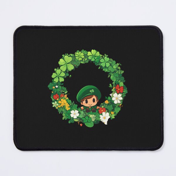 Item preview, "St. Patrick's Day Joy: Cute Leprechaun in a Wreath",emphasizing its connection to St. Patrick's Day and the whimsical cartoon character. designed and sold by Black_Art.