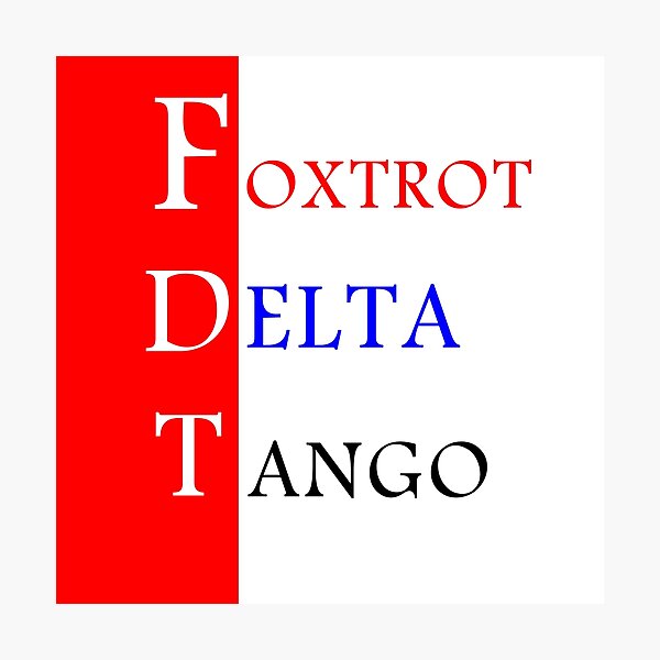 Vista previa del artículo con la obra «tango delta foxtrot», diseñado y vendido por vpsophia.