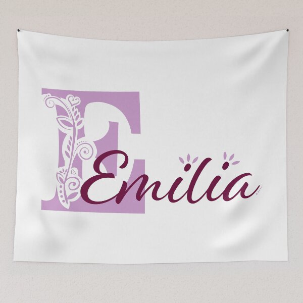 Item preview, Personalized name art – Emilia with floral details designed and sold by sabantha.