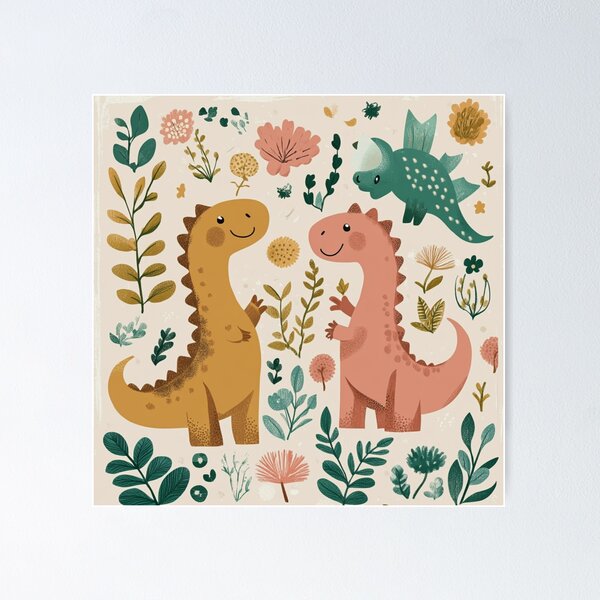Item preview, Dinosaure floral dans le jardin designed and sold by WinfinityStudio.
