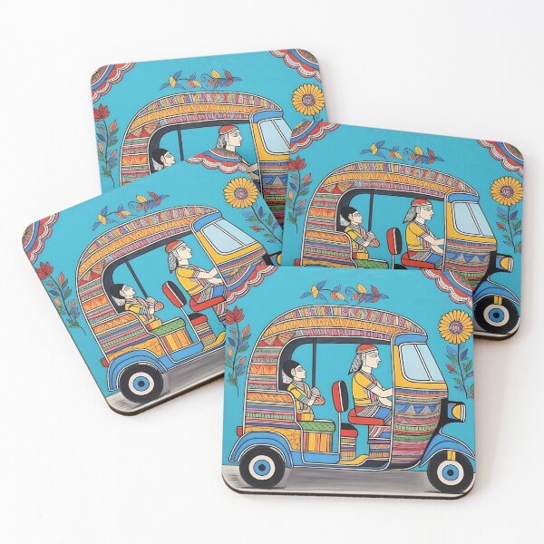 Item preview, Auto Rikshaw Madhubani Art designed and sold by maddie-artz.