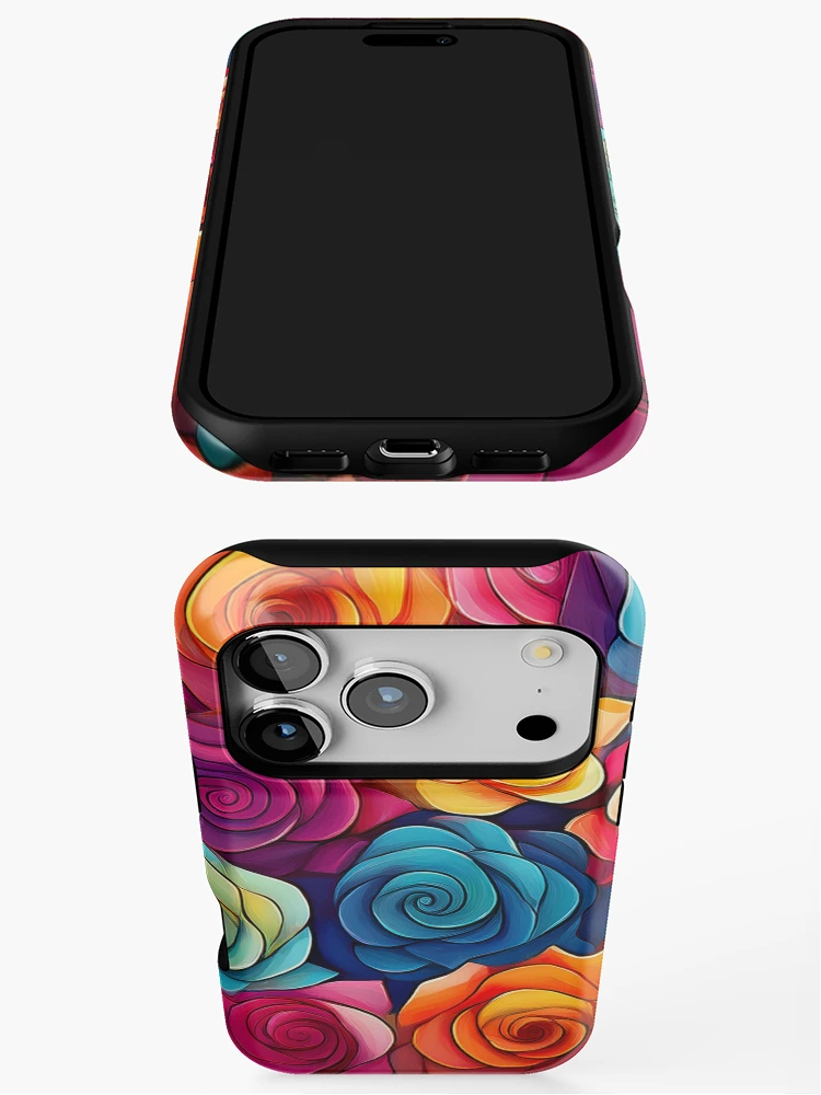 Thumbnail 3 of 4, iPhone Case, Abstract Colorful Roses Pattern designed and sold by calibrit.