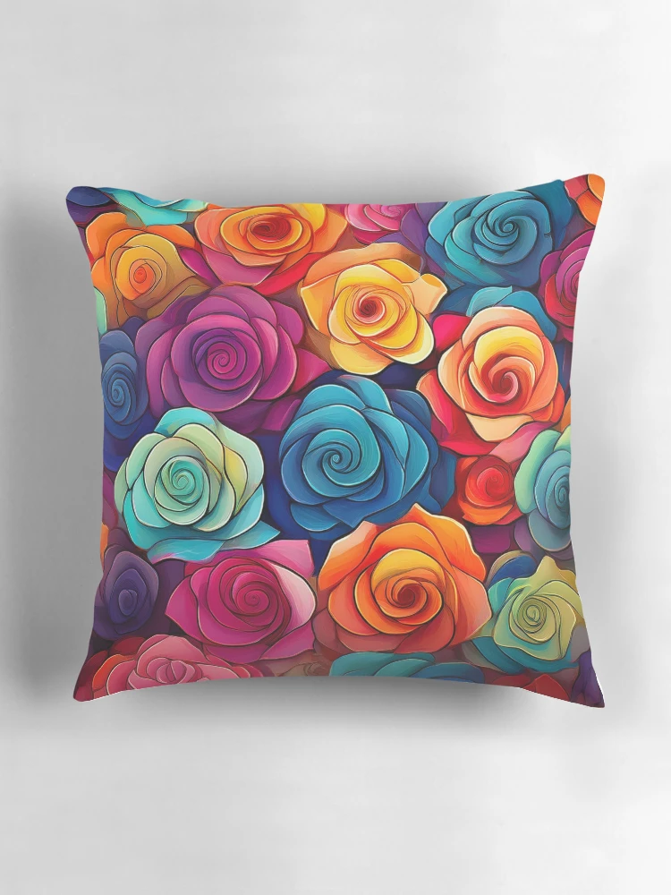 Thumbnail 3 of 4, Pillow, Abstract Colorful Roses Pattern designed and sold by calibrit.