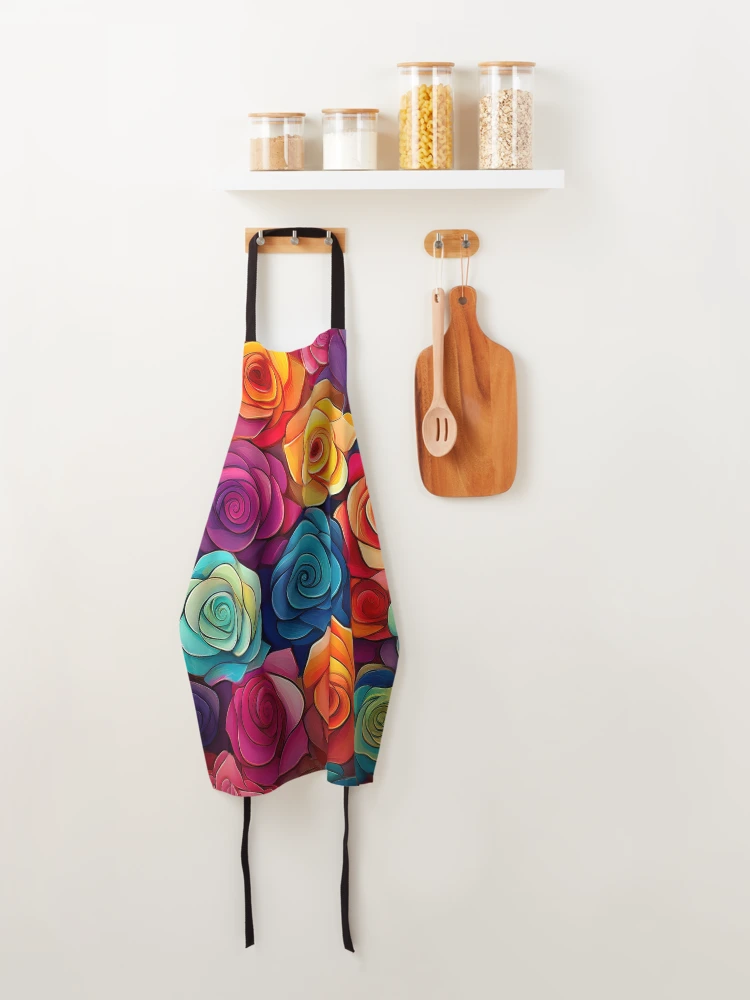 Thumbnail 4 of 6, Apron, Abstract Colorful Roses Pattern designed and sold by calibrit.