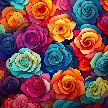 Artwork thumbnail, Abstract Colorful Roses Pattern by calibrit
