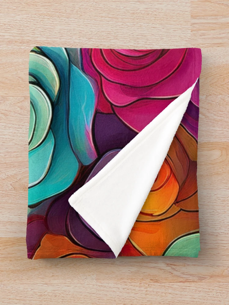 Thumbnail 3 of 6, Throw Blanket, Abstract Colorful Roses Pattern designed and sold by calibrit.