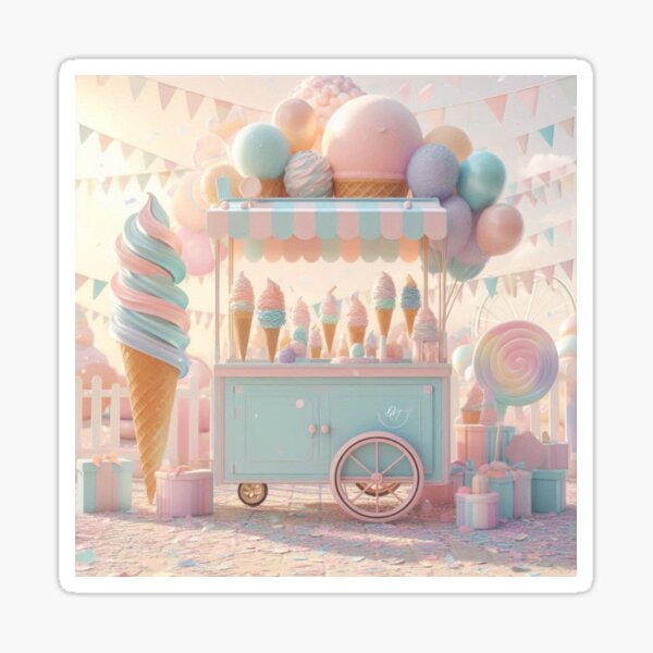 Item preview, Pastel Sweets Ice Cream Popsicle Summer Carnival Cart designed and sold by DreamSculptress.