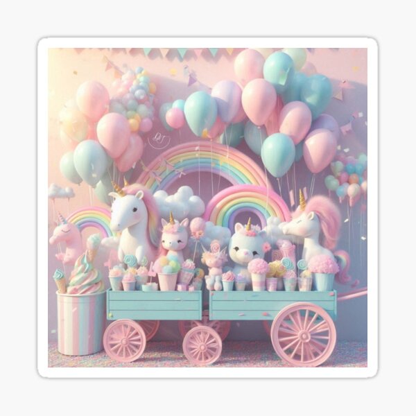 Item preview, Pastel Sweets Rainbow Unicorn Toys Summer Carnival Cart designed and sold by DreamSculptress.