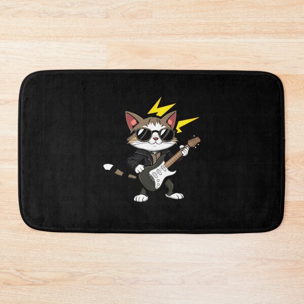 Item preview, Badass Cat Rockstar – The Ultimate Guitar Shredder designed and sold by Meow Cat.